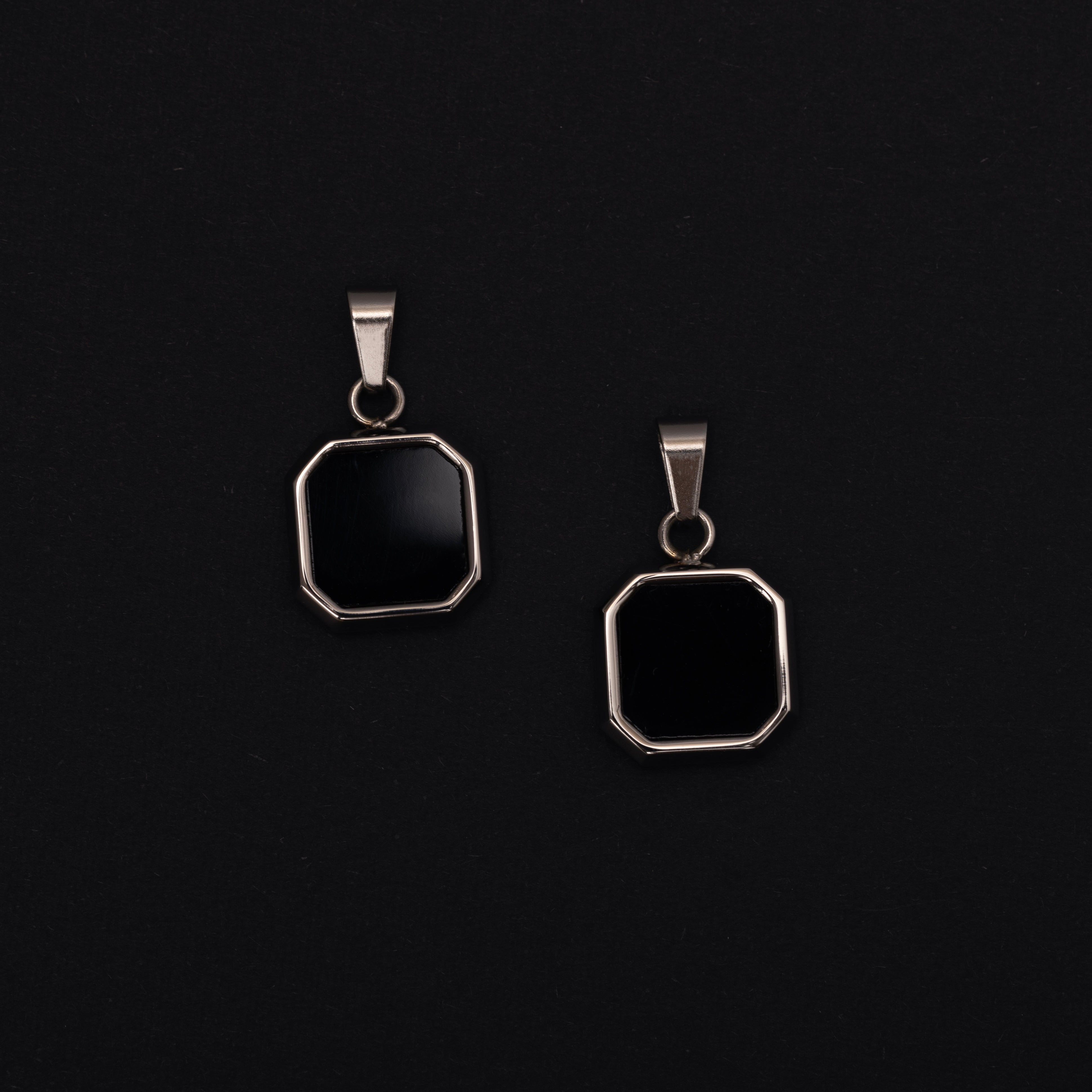 Collier pendentif personnalisé pour homme avec agate noire